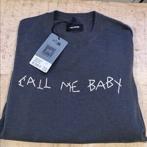 Dark grey 'Call Me Baby' Lightweight Crewneck Sweater